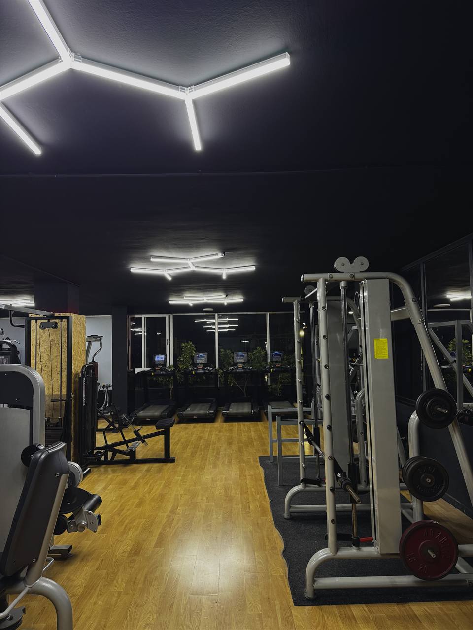 Smith machine dhe pajisje moderne në palestrën në Durrës